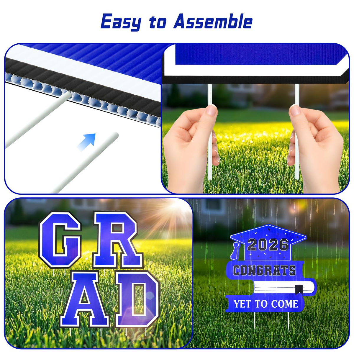 Yunfan yard sign set shown for versatile indoor or outdoor graduation decor