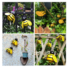 Yungeln bee wall art for patio adds whimsical flair.