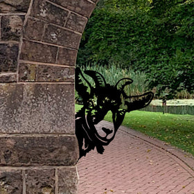 Yungeln Black metal goat art endures weather for year-round display.