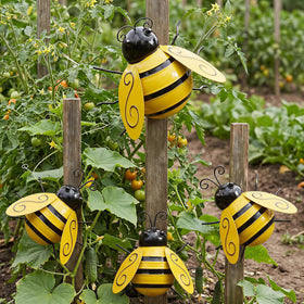 Yungeln medium metal bee wall art provides a focal point for patios.
