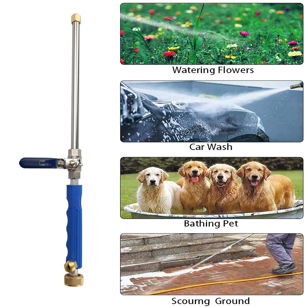 YunGuoGuo flexible hose connection ensures easy hose attachment to standard hoses.
