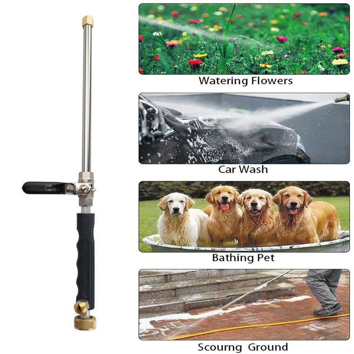 YunGuoGuo three-nozzles-set offers fan, jet, and adjustable spray options