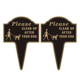 Yuntarda clean-up dog sign front view with bold text enhances yard visibility