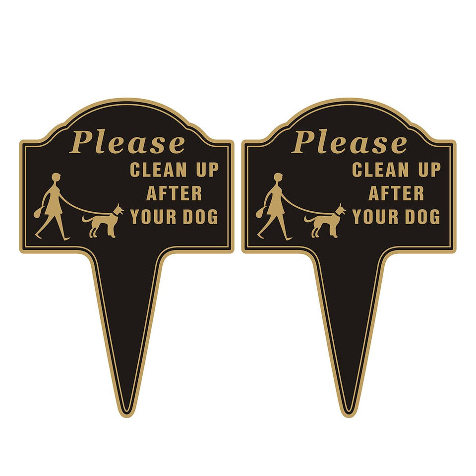 Yuntarda clean-up dog sign front view with bold text enhances yard visibility