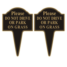 Yuntarda two-pack grass sign front view with bold Do Not Drive or Park on Grass lettering