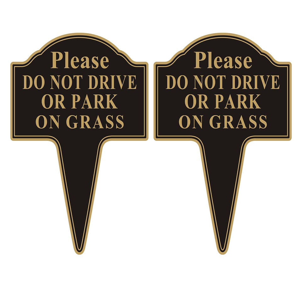 Yuntarda two-pack grass sign front view with bold Do Not Drive or Park on Grass lettering
