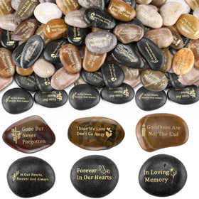Yuntau memorial stone engraved in loving memory for guest keepsakes at services.