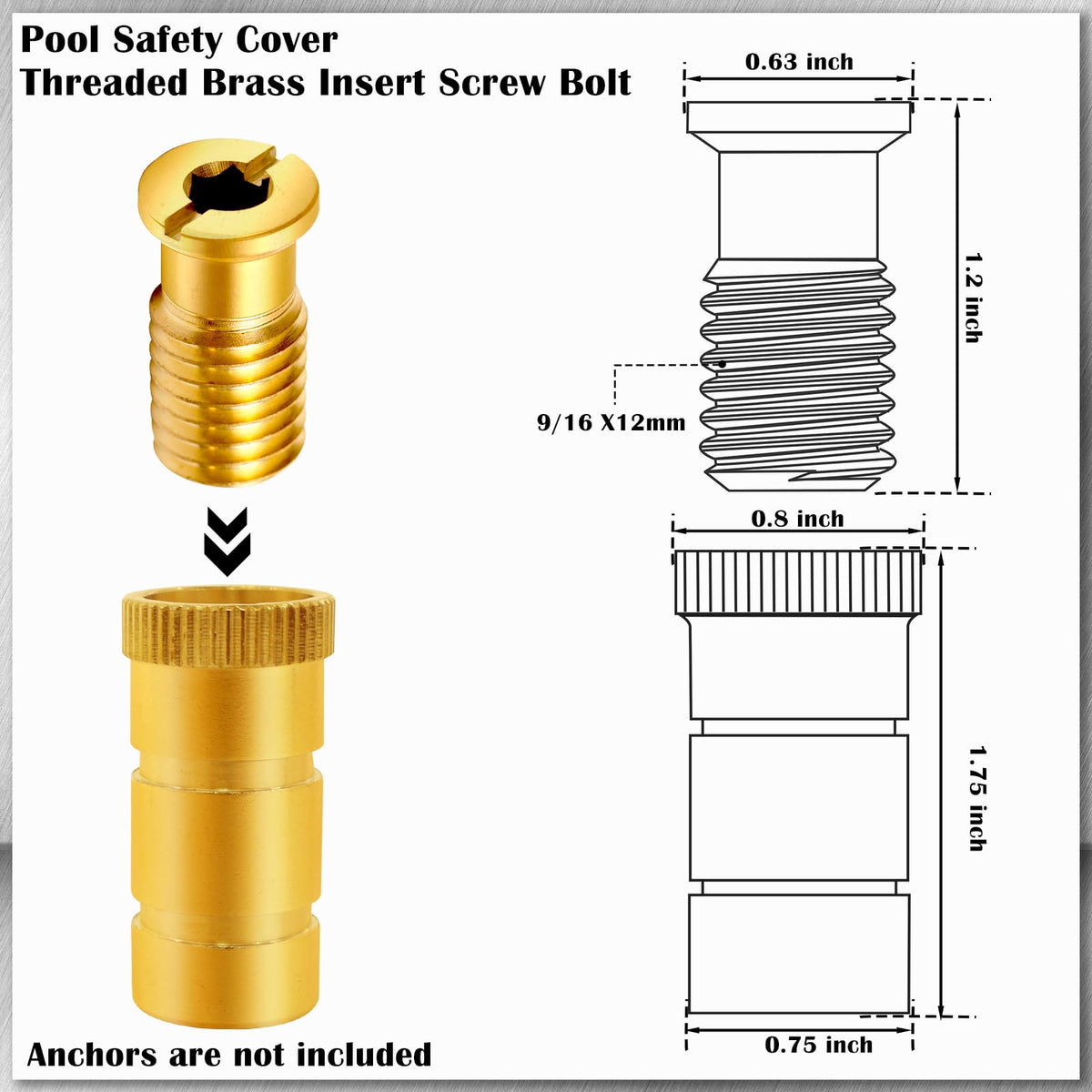 Close-up of YUNVI brass anchor screw insert showing corrosion resistance