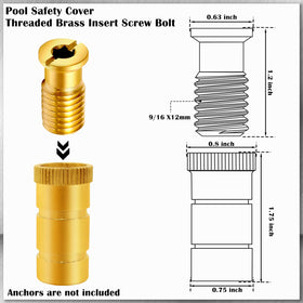 Close-up of YUNVI brass anchor screw insert showing corrosion resistance