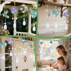 YUNVI diamonds paintings wind chime shimmers with crystal beads indoors or outdoors