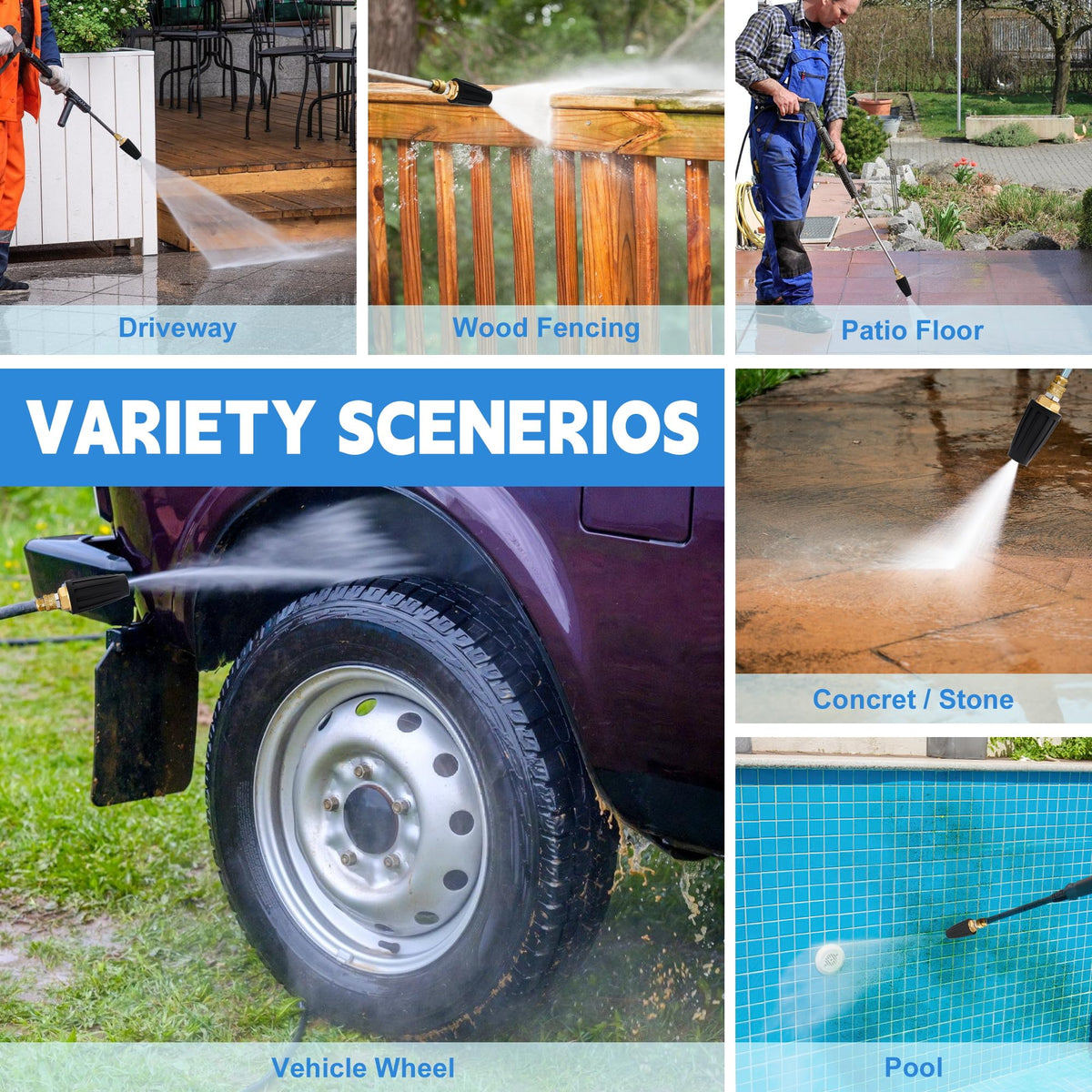 Yupjlia Turbo Nozzle cleans concrete, brick, and metal surfaces with confidence