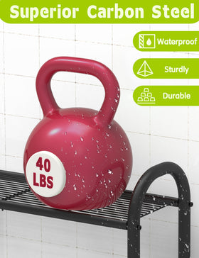 Yutrchey adjustable leveling feet stabilize the rack on uneven floors.