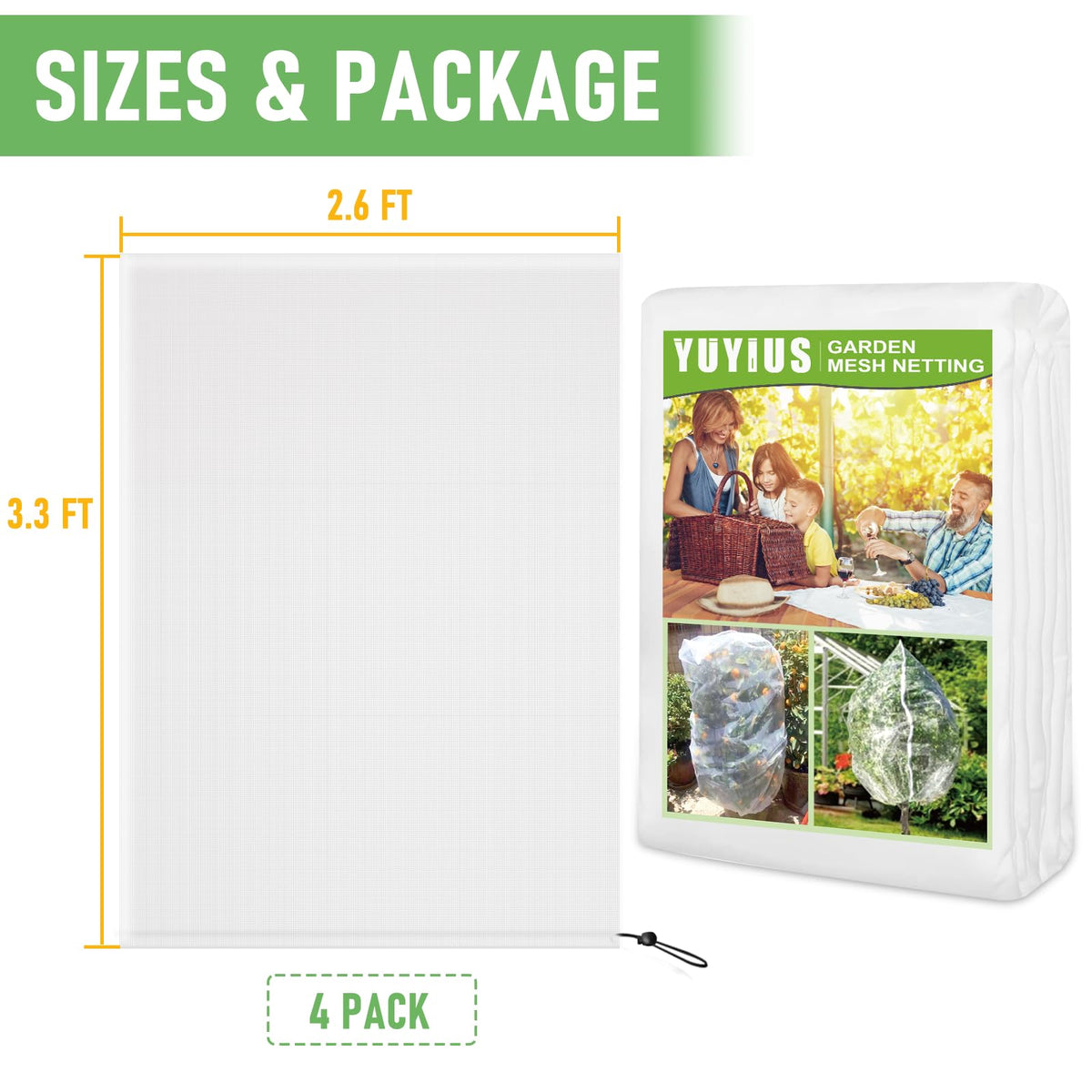 YUYIUS breathable 60-mesh net lets sun, air and water reach plants.