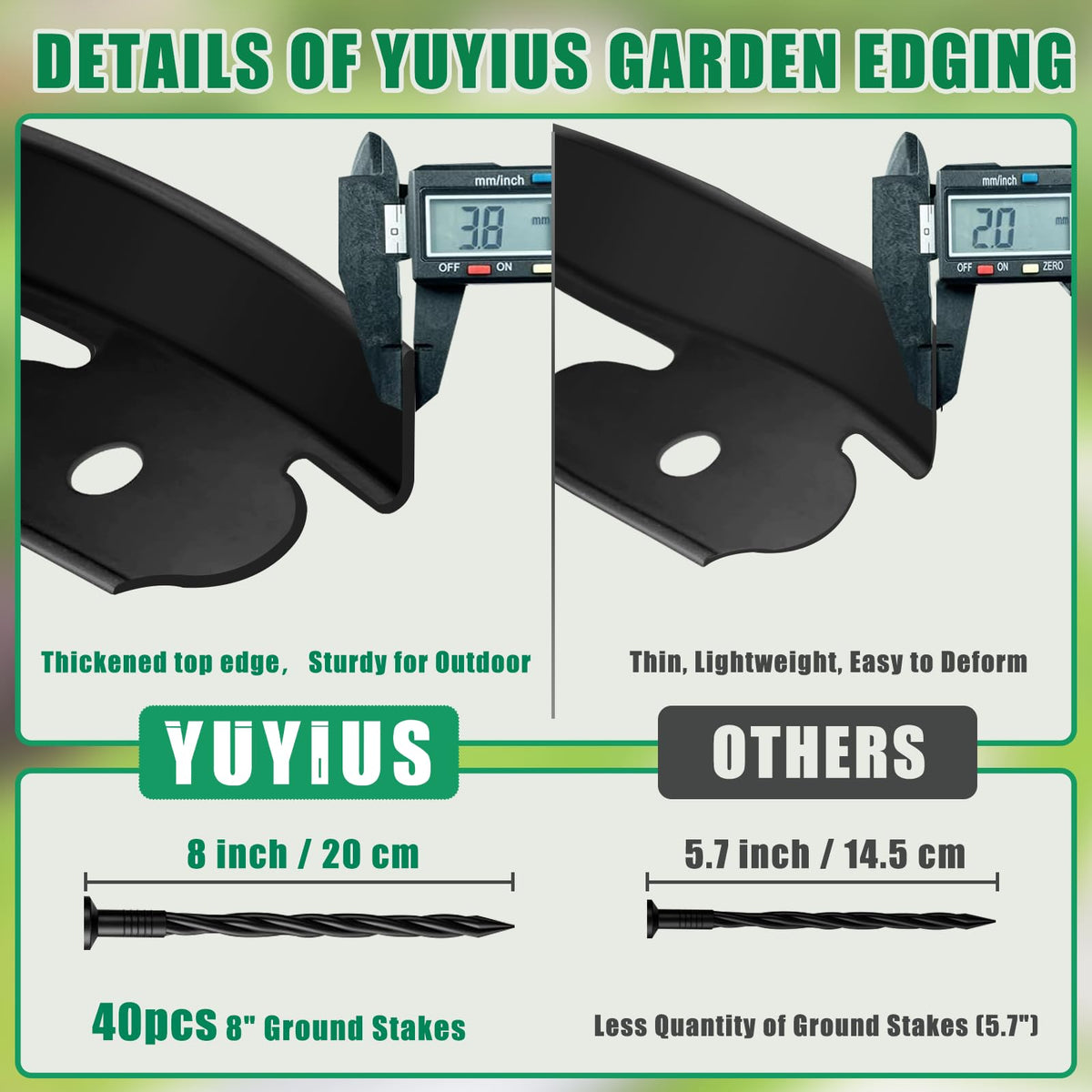 YUYIUS Landscape Edging demonstrates curved borders ideal for flower beds and paths.