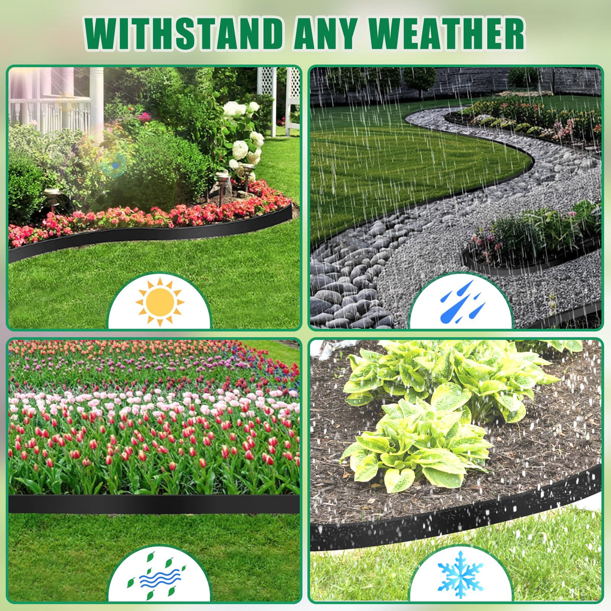 YUYIUS edging installed along a garden bed creates tidy, defined edges.