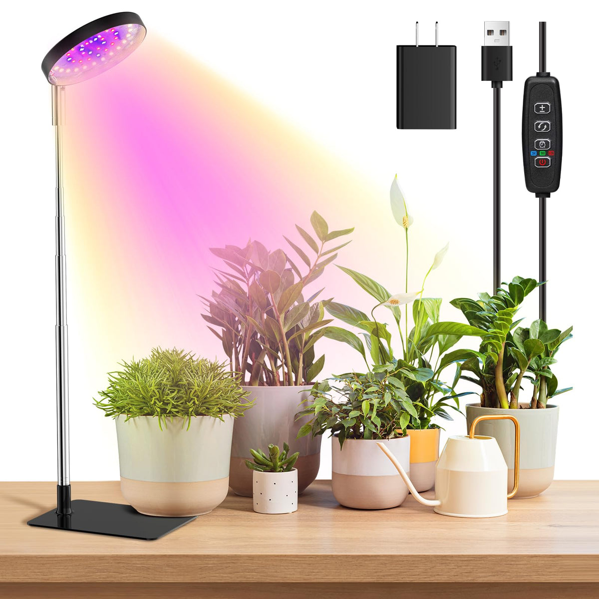 YUYMIKA grow light base installation for stable indoor plant display.
