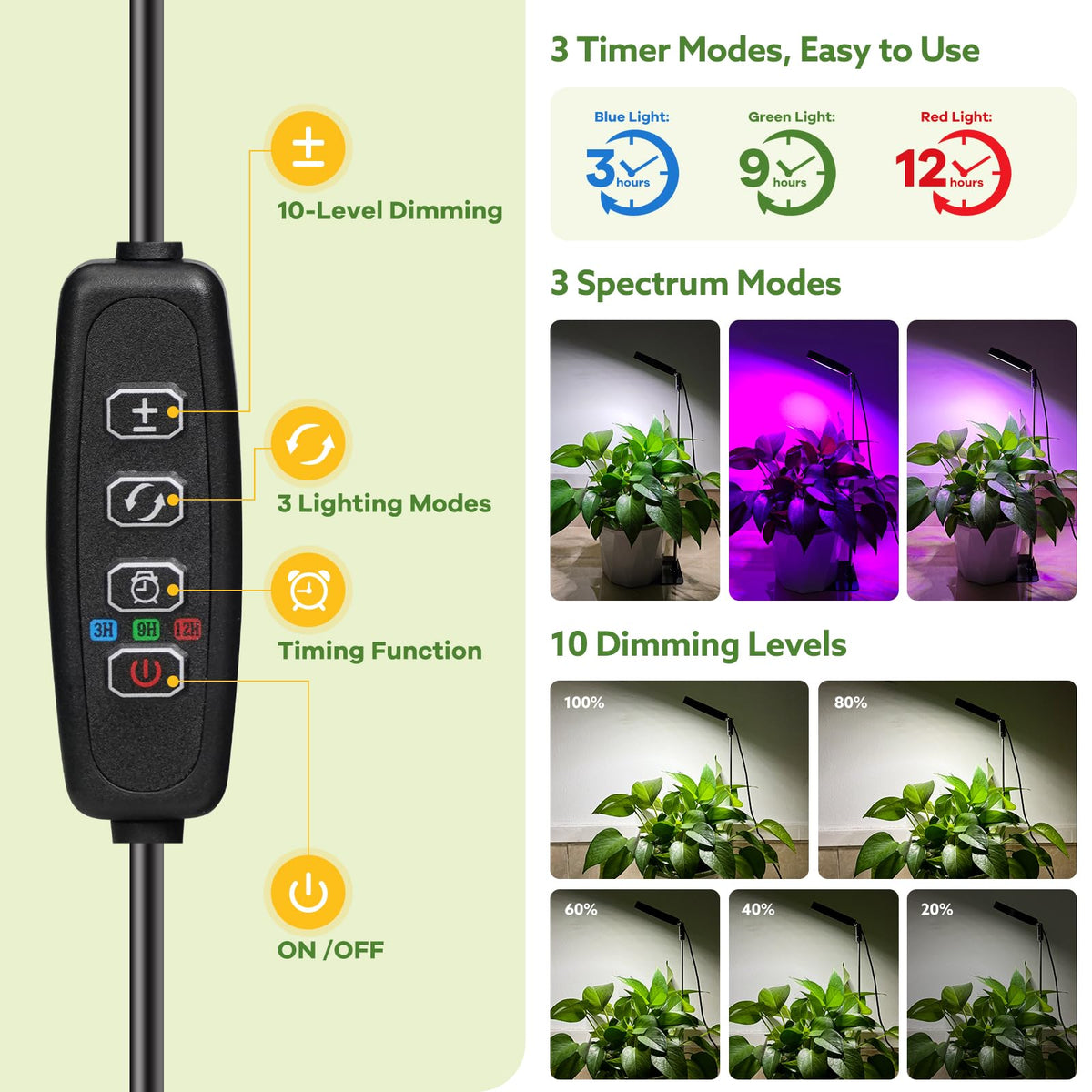 YUYMIKA grow light inserted into soil for quick, tool-free setup.