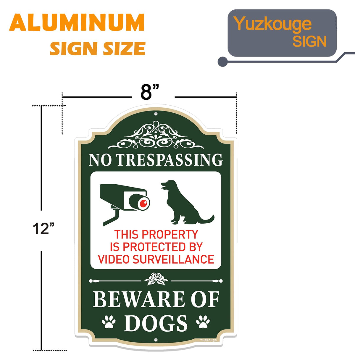 Yuzkouge beware-of-dogs sign pack 2 clearly marks private property