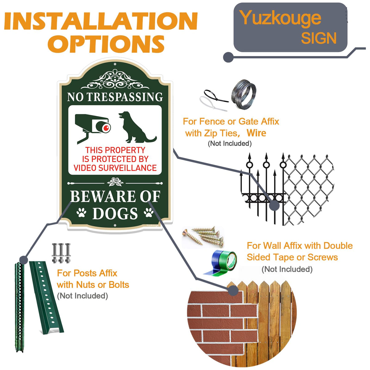 Yuzkouge metal private property sign weatherproof for outdoor use