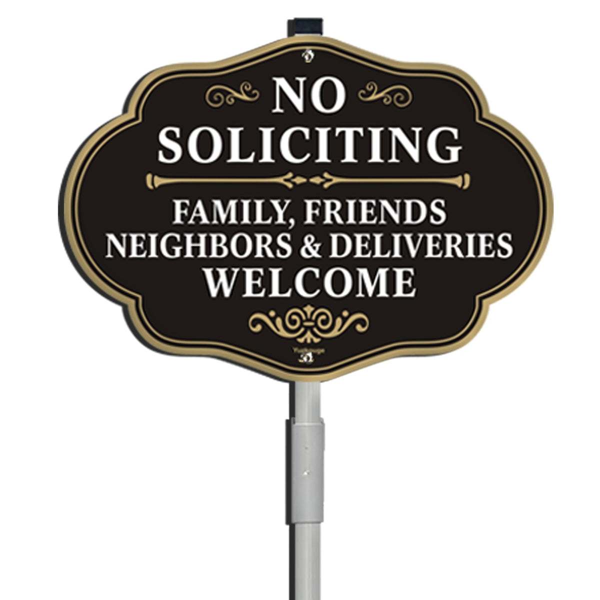 Yuzkouge no soliciting sign front view with bright colors for clear visibility