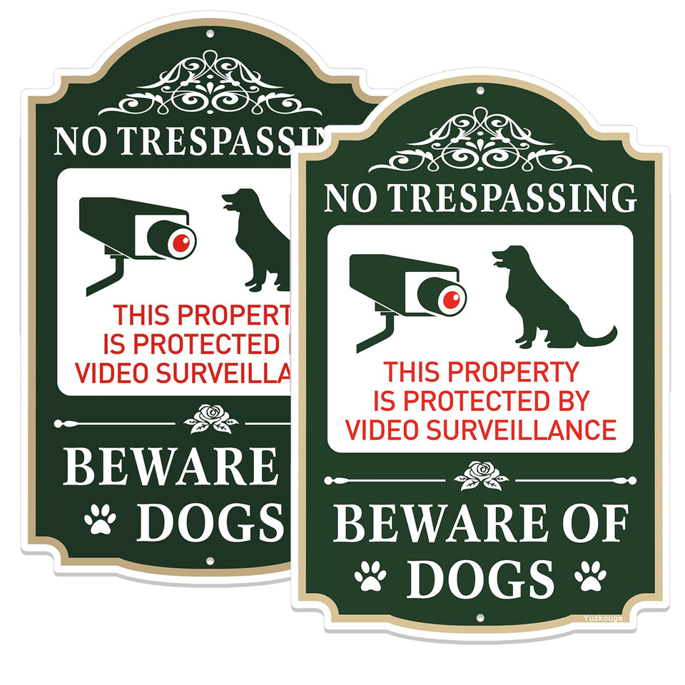 Yuzkouge no-trespassing sign dogs 12x8 inches for property visibility