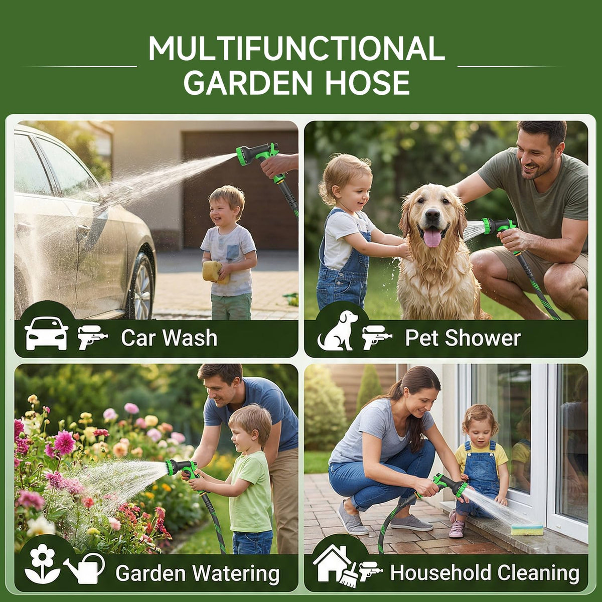 YWGGS 10-function nozzle lets you tailor spray patterns for different tasks.