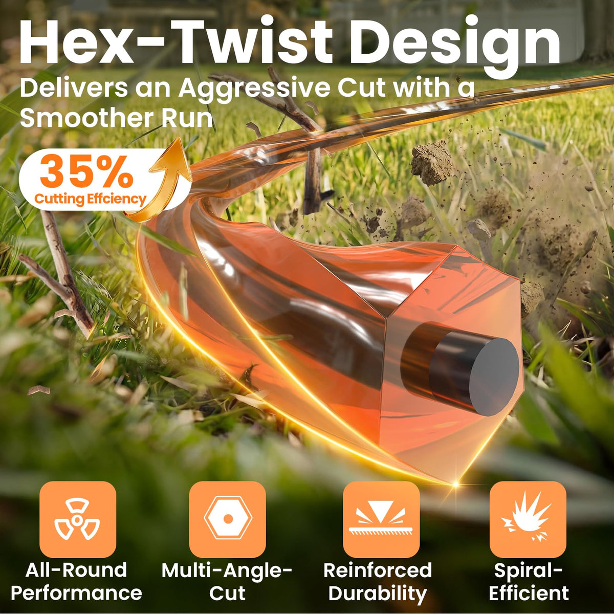 YWTESCH 0.105 inch line close-up suitable for versatile residential mowing.