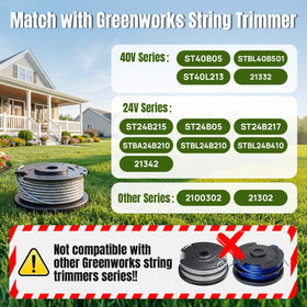 YWTESCH Greenworks compatibility: auto-feed spool ready for select models.