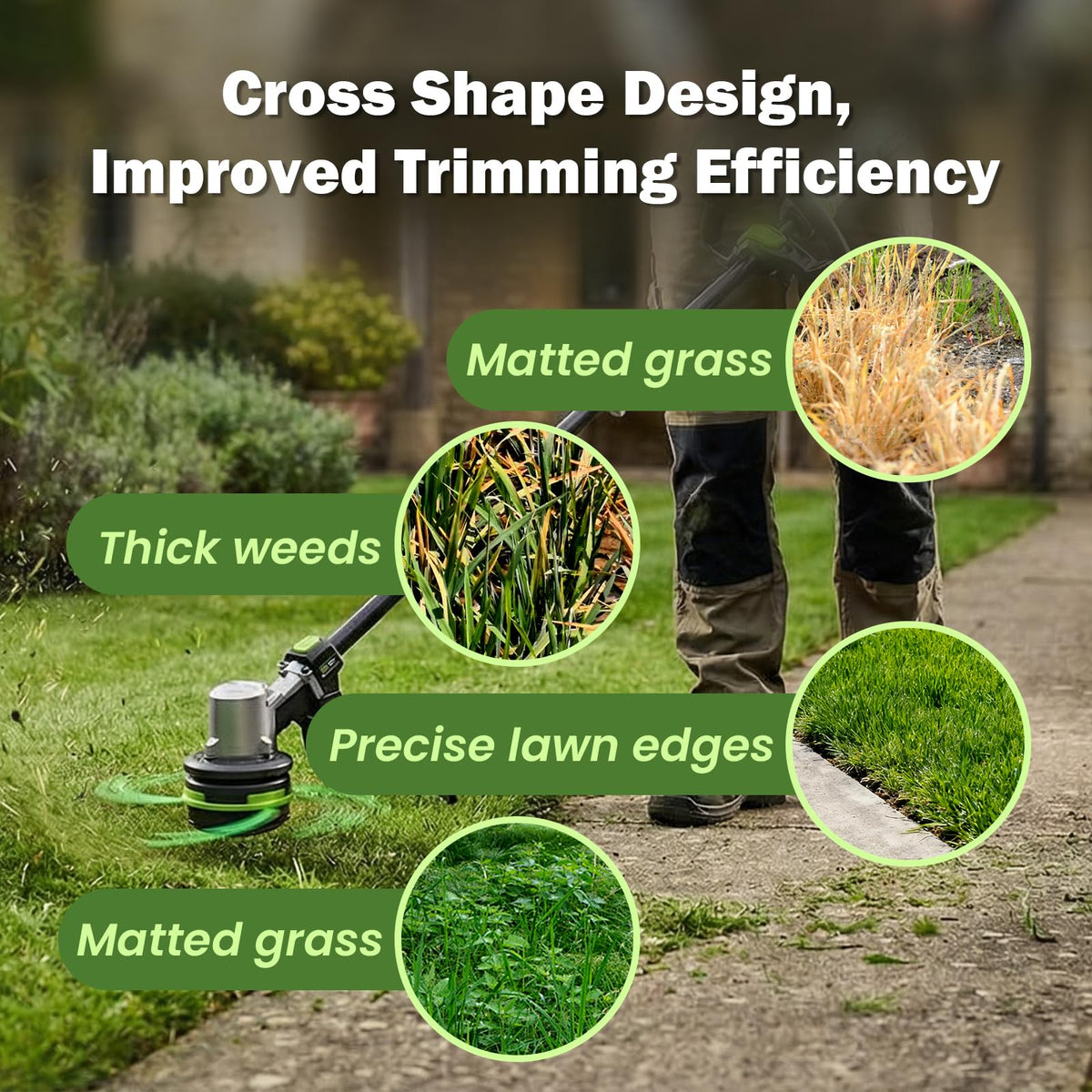 YWTESCH durable nylon cross-design line withstands tough yard work.