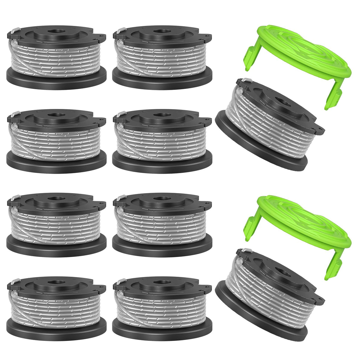 YWTESCH Greenworks spool pack 12 enables quick, drop-in refills for faster mowing.