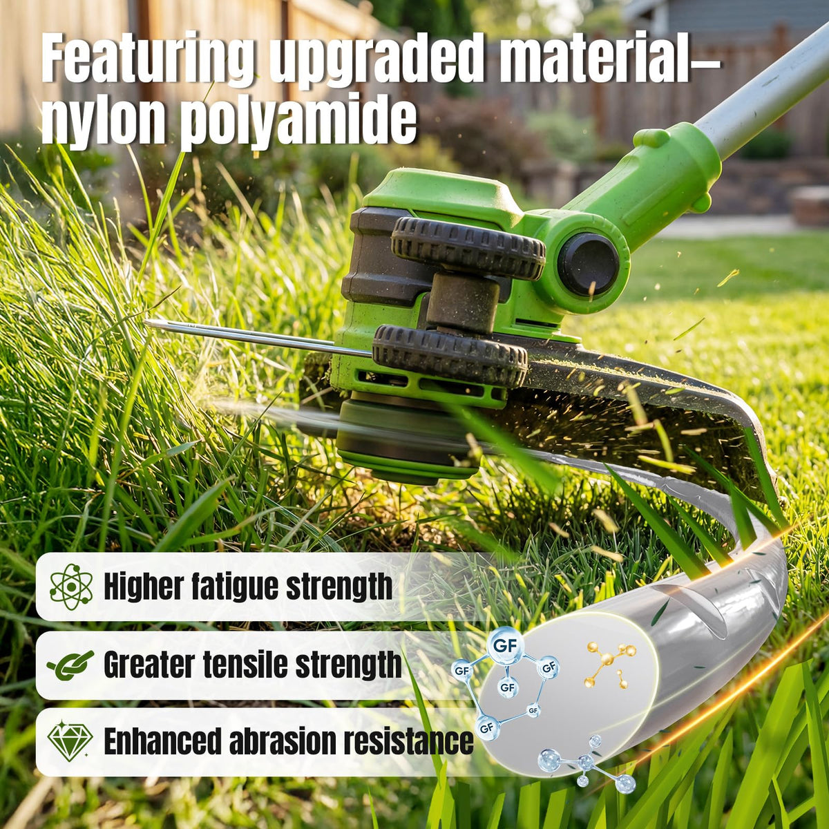 YWTESCH Nylon polyamide line close-up highlighting durability and heat resistance.