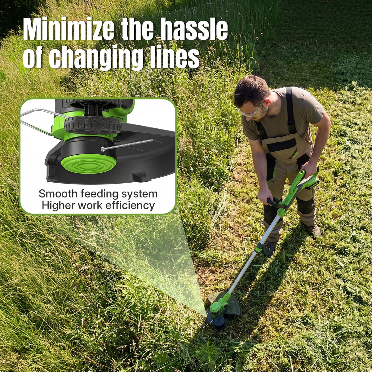 YWTESCH spool design reduces vibration for smoother trimming
