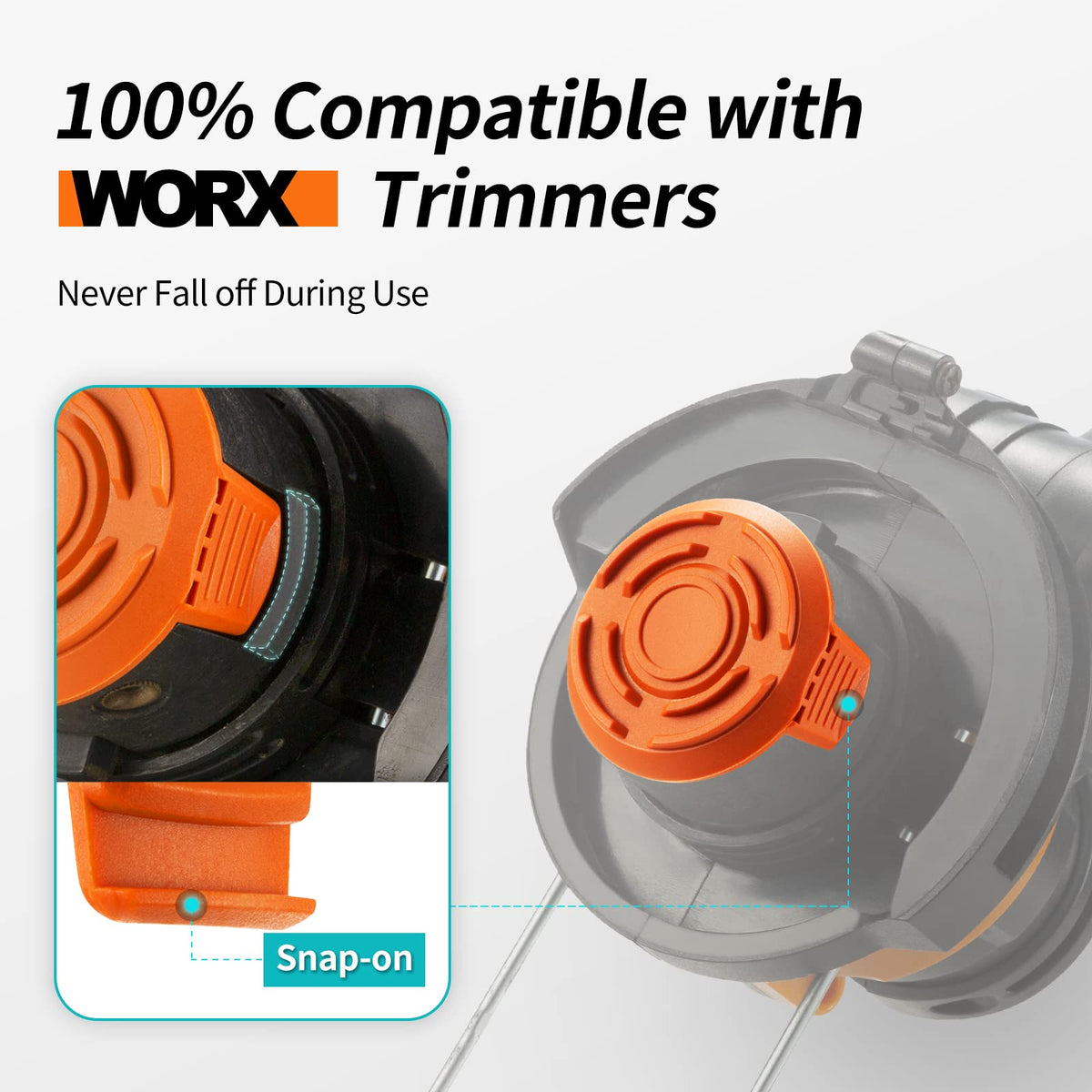 YWTESCH spool cap cover for Worx WG160 prevents weeds and trimmer damage.