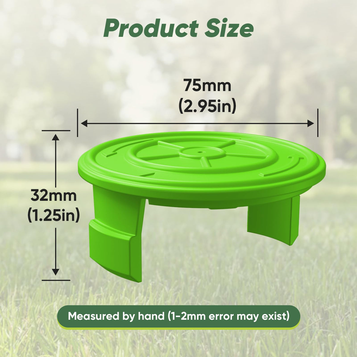 Cap dimensions 2.95 in diameter and 1.25 in height for a stable fit