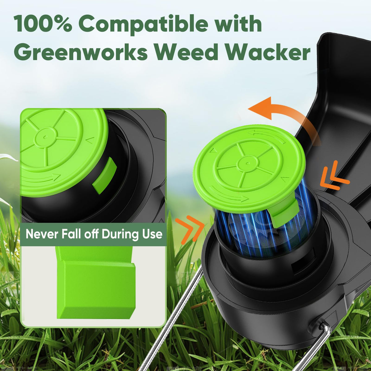4-pack YWTESCH cap ready for Greenworks cordless weed wacker