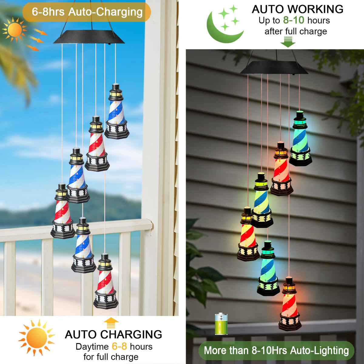 YY Gardenia lighthouse wind chimes elevate yard decor.