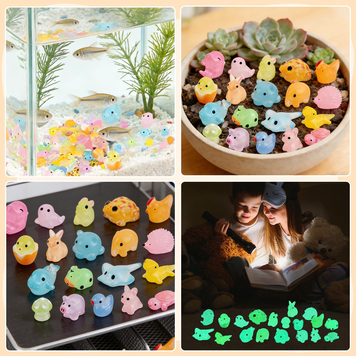 YYANMYI glow mini animals rabbit lends whimsical glow to shelves and dollhouses