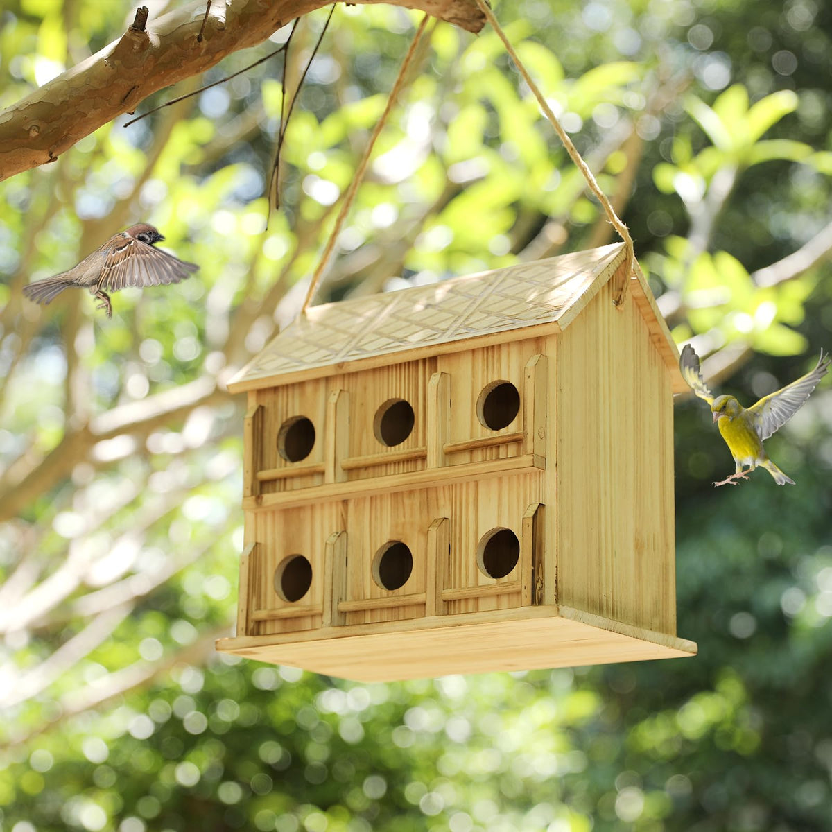 YYYUAN bird house 12-hole outdoor: spacious design attracts multiple families