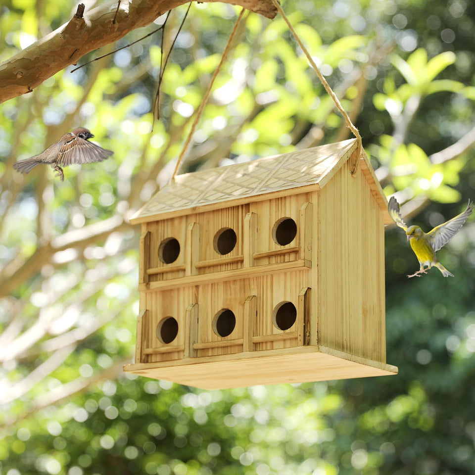 YYYUAN bird house 12-hole outdoor: spacious design attracts multiple families