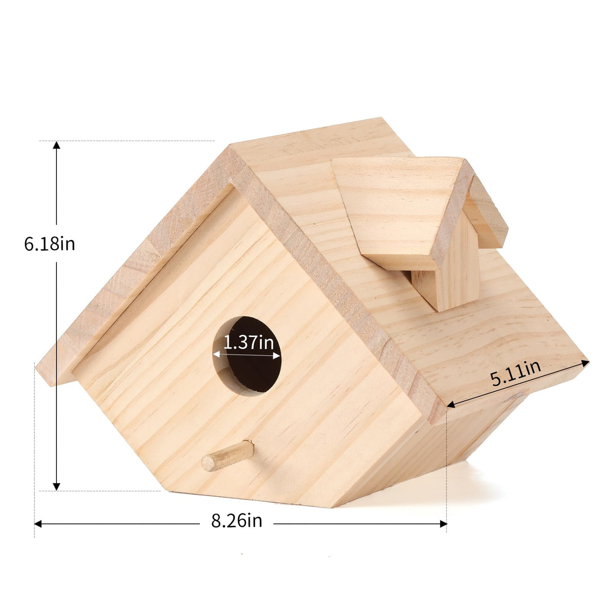 YYYUAN cedar bird house back view showing hanging hooks for easy placement