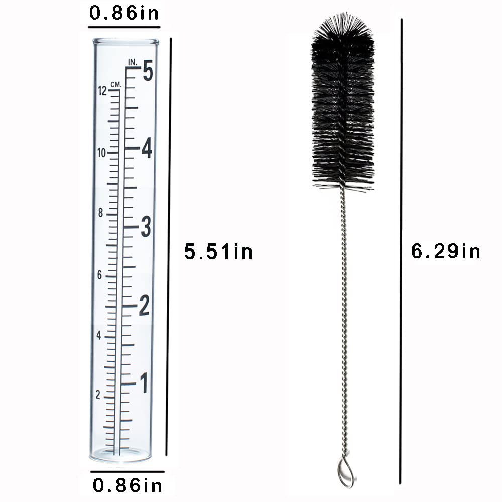 YZDTECH 5-inch capacity glass tube for quick rain data collection.