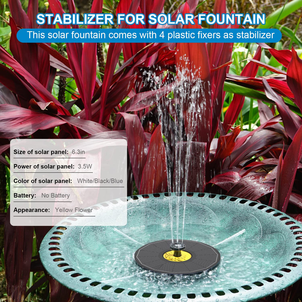 Four fixed pipes keep spray in bounds for neat water features.