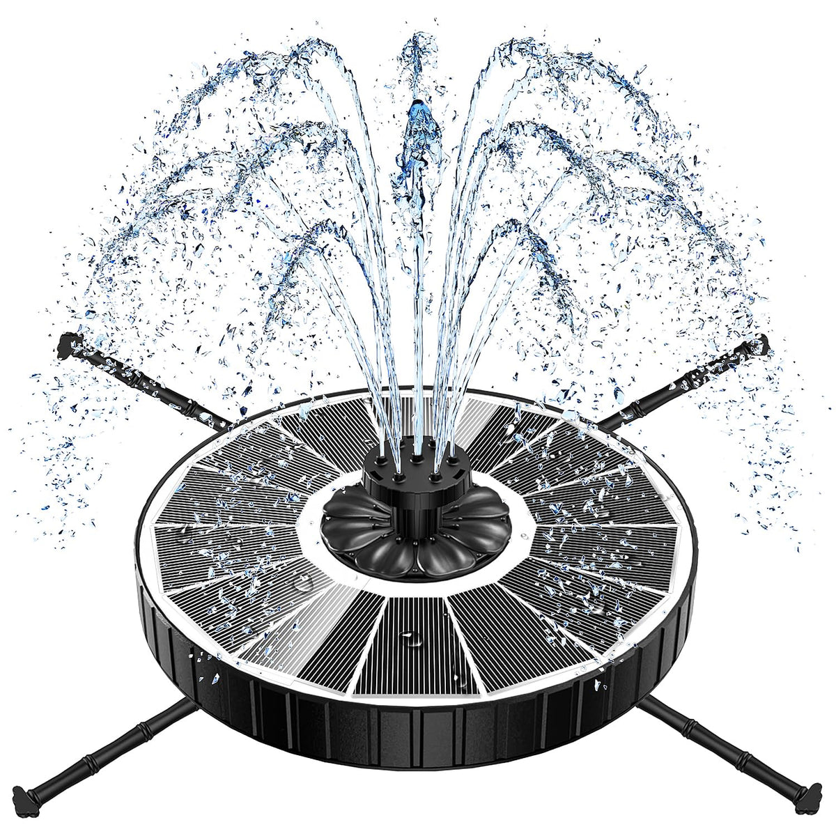 Yzert solar fountain showing 3-level height adjustment for versatile outdoor display.