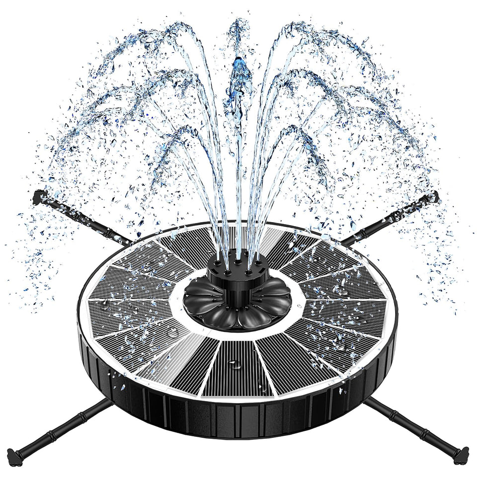 Yzert solar fountain showing 3-level height adjustment for versatile outdoor display.