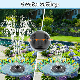 Yzert solar fountain featuring 7 nozzles for varied water patterns.