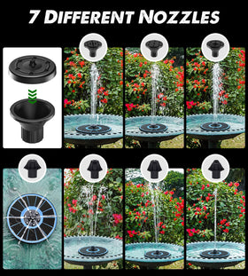 Yzert solar fountain with 2200mAh battery powering colorful fountain after sunset