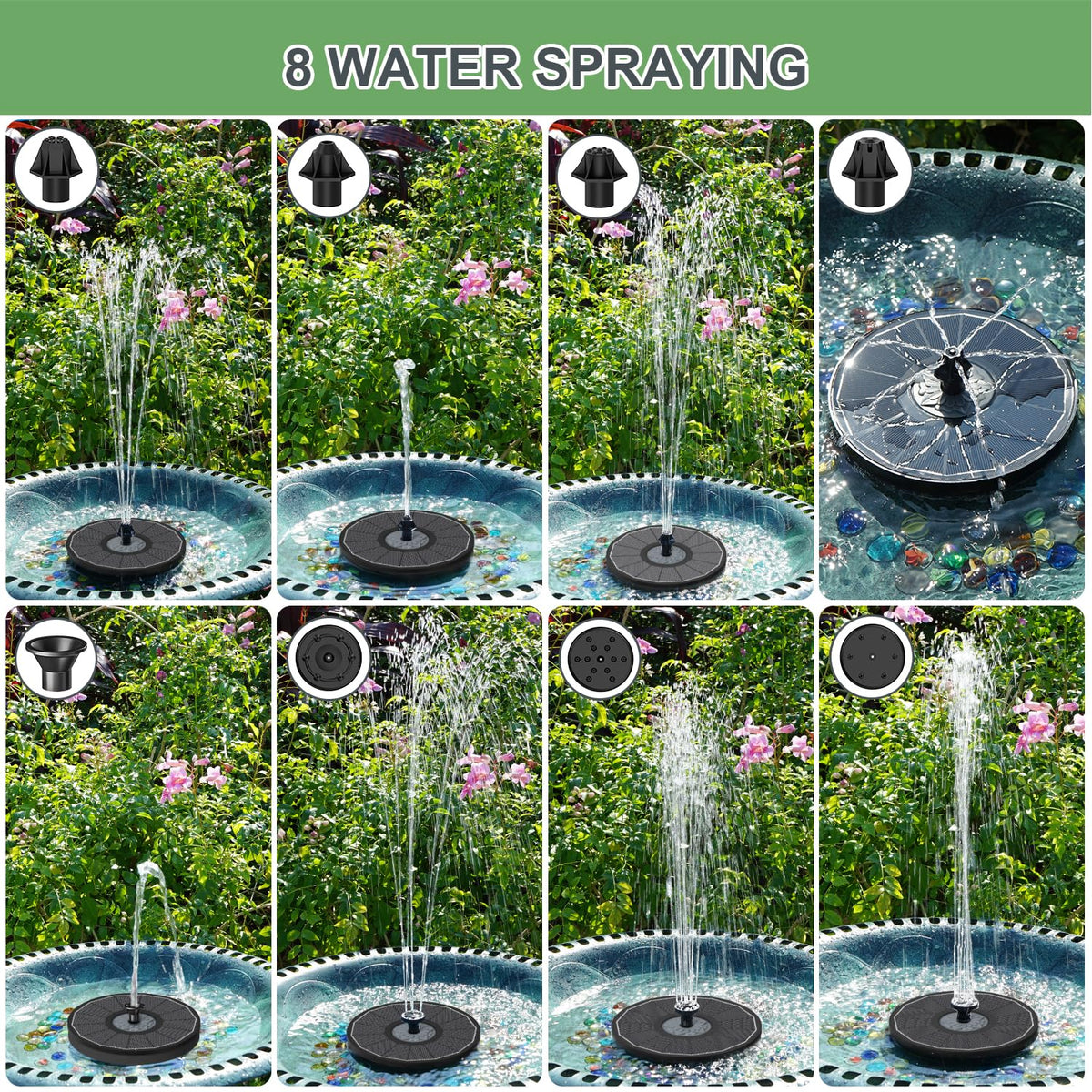 Yzert Solar Fountain black body blends with outdoor decor and weather-ready durability.