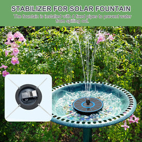 Yzert solar fountain blue anti-drift stabilizes placement to minimize splashes and waste.