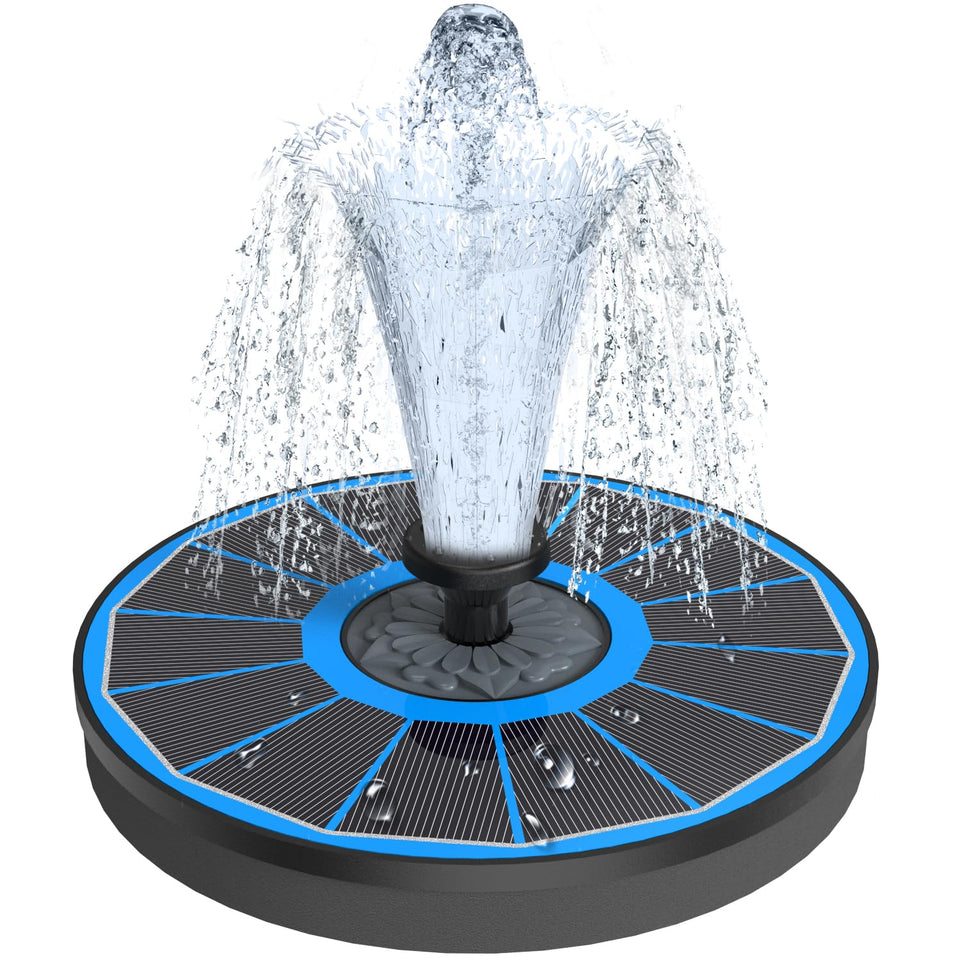 Yzert solar fountain blue glass panel demonstrates durable, high-transparency design for steady garden water flow.
