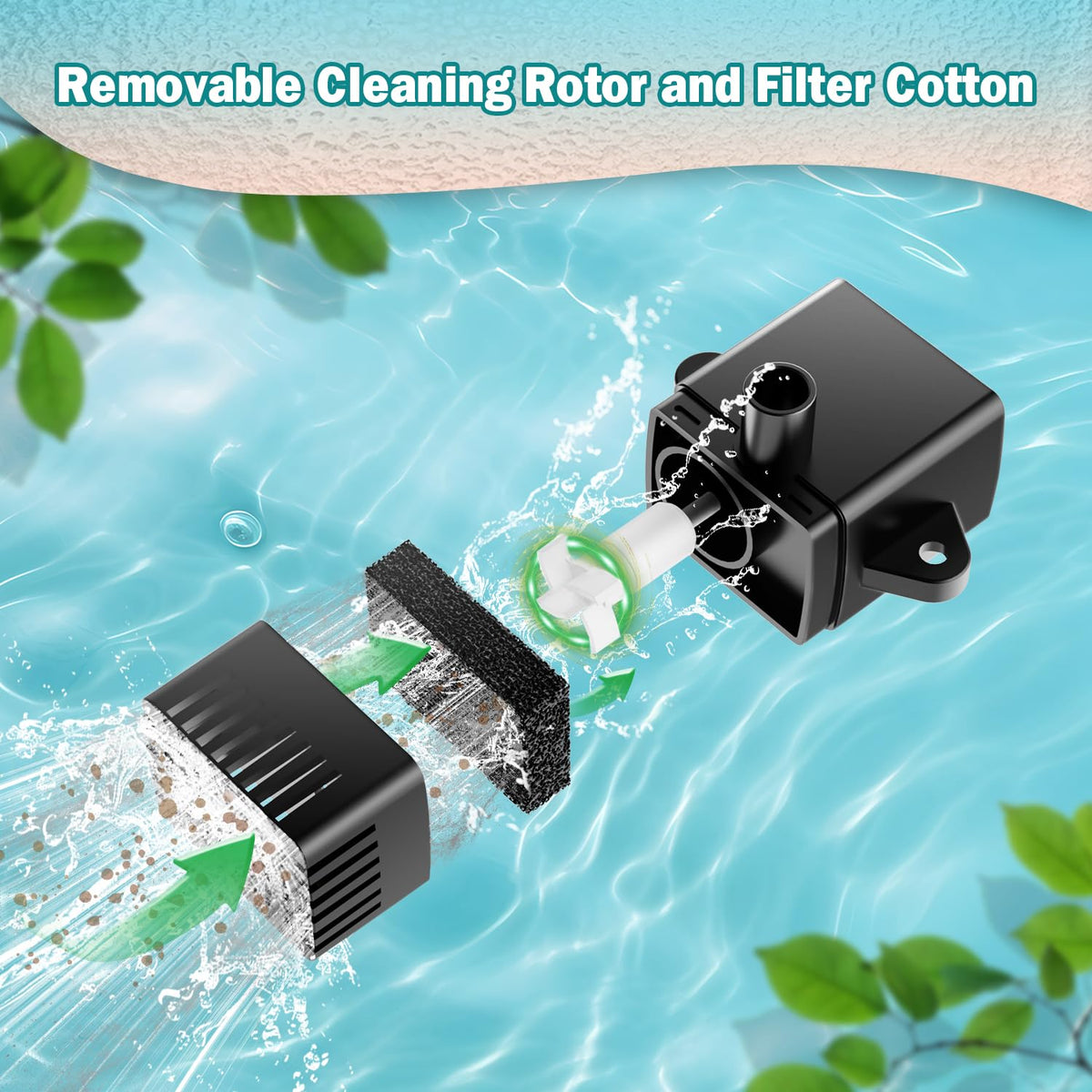 Yzert solar fountain with clog protection system reducing debris-related maintenance